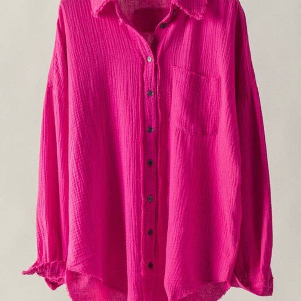 Women's Pink Button-Up Top
